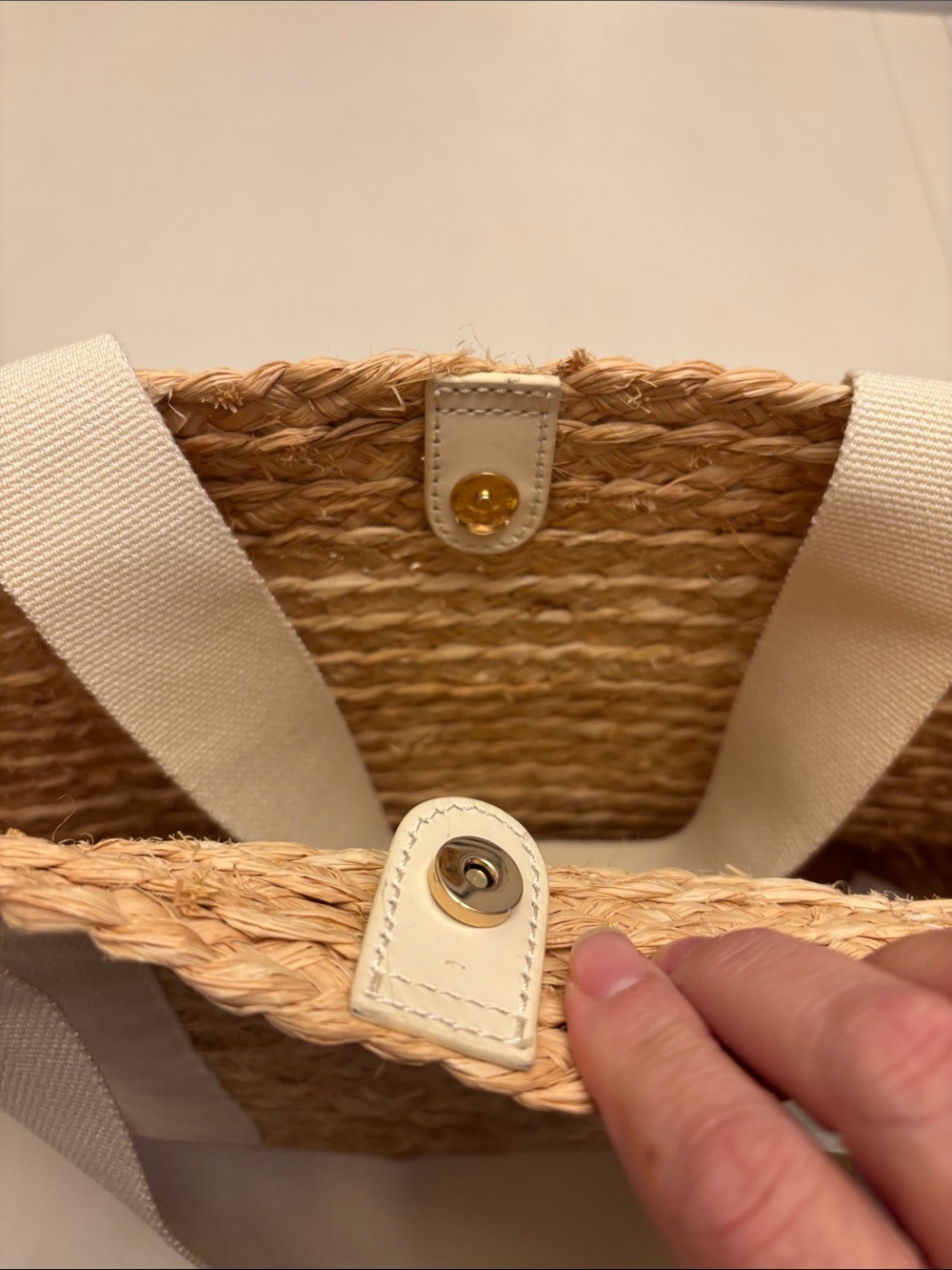 J. Crew Natural Straw Tote with Cream Webbing Handles - Picture 3 of 3